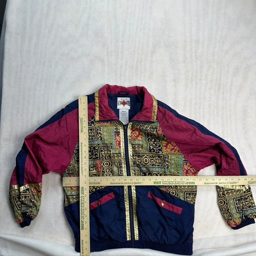 Vintage Active Frontier Windbreaker Jacket Medium 80's 90's‎ Baroque Print Retro